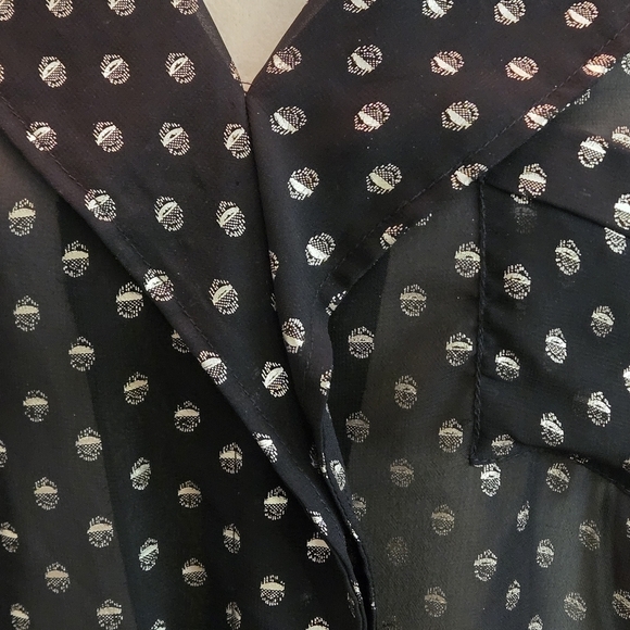 Glam Dollz Blown Away Top Black Silver Polka Dot Sheer Women's Top size XL - Picture 5 of 14